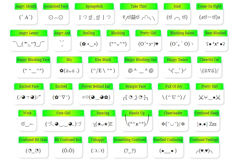 Text Emojis & Emoticons